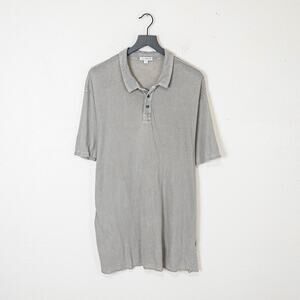 James Perse Standard Vintage Wash Grey Polo Shirt size 5 Made in USA